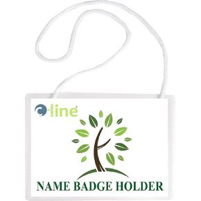 C-Line Hanging Style Name Badge Holders with Elastic Cord, 4 x 3 Inches, Clear, 50 per Box (96043)