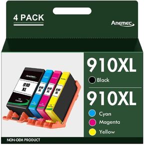 910XL Ink Cartridges Combo Pack Replacement for HP Ink 910 XL Compatible with OfficeJet Pro 8020 8025 8028 8035 8030 8010 8015 8018 8022 Printer (1 Black,1 Cyan,1 Magenta,1 Yellow)