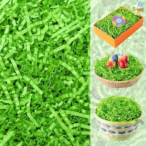 JOYIN 8oz Easter Grass, Pure Light Green Recyclable Paper Grass, Shred Raffia Crinkle Cut for Easter Egg Hunt, Basket Stuffer Filler, Party Bag Decor Favors, Gift Wrapping