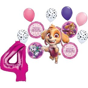 Skye and Everest 4th Birthday Party Supplies Girl Paw Pups on Patrol Balloon Bouquet Decorations 12ct