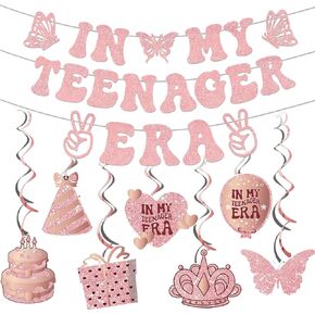 In My Teenager Era Banner - 13th Birthday Decorations for Girls Teenager Birthday Decorations Official Teenager Banner