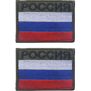 2 PCS Russian TVchannel POCCNR Patches Russia Embroidered Tactical Morale Patches Hook and Loop(White Blue Red)