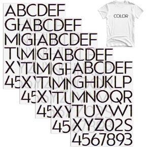 5 Pcs Silver Iron on Transfer Letters for Clothing Iron on Numbers Vinyl Iron on Letter Decals with Alphabet A-Z,0-9 DIY Clothing