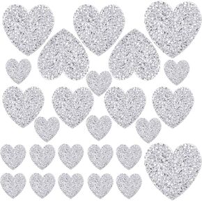 26 pcs شكل قلب الحديد على البقع ، تصحيح قلب راينستون الفضي ، حديد القلب على أحجار الراين للملابس ، حديد القلب على بقع للجبن الجينز قبعات إصلاح الديكور ديي.