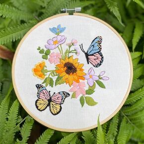 Yutaohui Bird Embroidery Kit for Adult Beginners, Printed Cross Stitch Kit for Craft Beginners with Cute Bird Floral Print, Includes Embroidered Hoop Yarn Needle and Instructions Value Conflicts