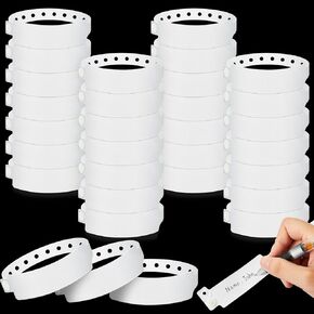 Henoyso 300 Pcs Hospital Wristbands White Plastic Wristbands for Events Medical Patient Bracelet Vinyl Bracelet Waterproof ID for Events Party Hospital