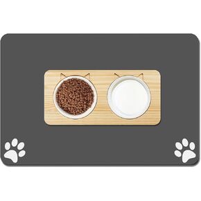 Pet Mat - Absorbent Dog & Cat Food & Water Bowl Mat - No Stains, Easy Clean, Non-Slip, Quick Dry - Blue, Dog Claw Pattern - 16x24 inches in Kuwait
