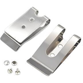 4 Sets - Metal 54x25mm Holster Sheath Belt Clip Clasp Spring Buckle Hook Double Holes Nickel