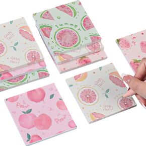 4 Pack Sticky Notes Cute Sticky Memo Pads 3x3inch Kawaii Fruit Sticky Note Pad Self-Stick Notepad Stickies 50 Sheet/Pad Srawberry Memo Pads (4Pcs Fruit)