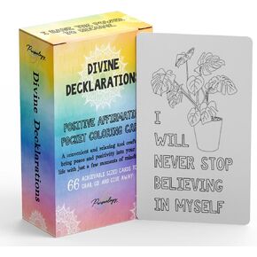 Divine Decklarations Affirmation Coloring Cards 66 Cards to Color Your Stress Away - Mindfulness and Positivity Through Creative Expression - Color Your Way to Self-Love and Confidence!