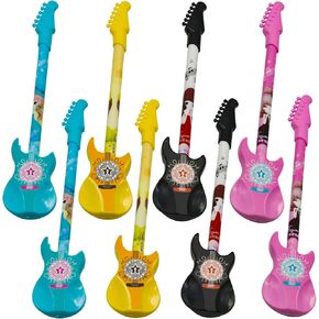 Maydahui 12 PCS Cartoon Guitar Shaped Rollerball Gel Pens Cute Kawaii Music Pen Black Ink for School Party Office