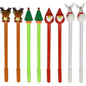 Maydahui 28 PCS Novelty Christmas Series Rollerball Pens Christmas Tree Snowman Reindeer Santa Claus Style Black Gel Ink for Office School Party