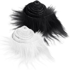 Faux Fur Fabric Precut Fur Strips 2x60inch White Black Fur Fluffy Fuzzy Craft Fur for Gnomes Beard Santa Claus Hair Dwarf Cosplay Costume DIY Craft Christmas Decoration