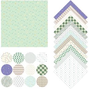 Scrapbook Paper 12x12 180G Double-Sided Decorative Paper for Scrapbooking, Junk Journaling, and Card Making, Ideal Scrapbook Supplies and Paper Craft Supplies 24 Sheets（Green Boho Bliss）