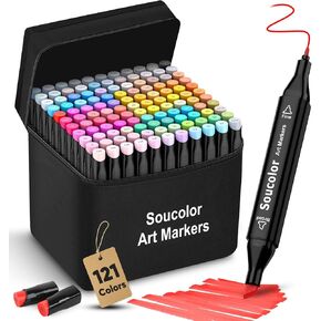 Soucolor Art Supplies for Kids Adult, Artist Art Set Kits, 120 Colors Numbered Dual Tip (Fine & Chisel) Alcohol Markers +1 Colorless Blender for Teen Boys Girls Gifts Trendy Stuff, Birthday Gift Case