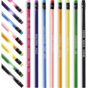 Epakh 100 Pcs Inspirational Pencils Color Changing Pencils Bulk with Eraser HB Wooden Pens Gift for Kids Students Classroom Christmas Party(Black,Classic Style)