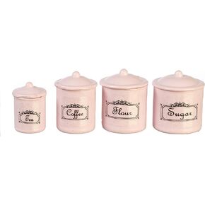 Dollhouse Miniature Canister Set w/Removable Lids, Pink #IM65611