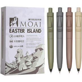 Maydahui 24 PCS Mini Pocket Pen Easter Island Gel Pens Retractable Moai Stone Statue Pen Short Small Pens Fat Round Pen Tremor Parkinson Pens Arthritis Hands Pen Black Ink for School Party Office