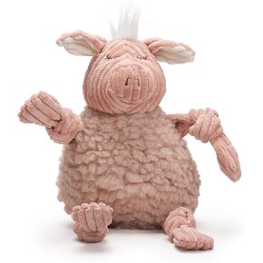 HuggleHounds Knottie Plush Dog Toy - Dog Stuffed Animal Toy, Puppy Toys, Squeaky Dog Toy for Small, Medium & Large Dogs, Soft Fleece, Durable Plush to Keep Them Busy - Penelope Pig, Large