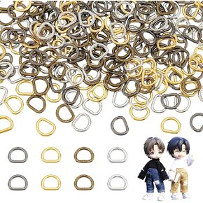 FINGERINSPIRE 240 PCS Mini D Rings Semi-Circular D Ring 4.5mm D-Metal Ring Buckle Small D-Shape Buckle Rings for Hardware Bags/Suspenders Mixed Color D-Rings for DIY Accessories