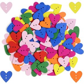 Honbay 200PCS Wooden Love Heart Buttons 2 Holes Buttons Heart Shaped Colorful Sewing Decorative Buttons for Skirts Gloves Sweaters Shirts Hats Scarves Headbands Scrapbooking and Craft Projects