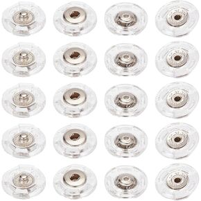 GORGECRAFT 1 Box 25 Sets Clear Sew on Snap Buttons Press Studs Buttons Transparent Fasteners Plastic 18mm Closing Sewing Supplies for Diapers Crafts Shirts Clothing DIY Garments Handbags