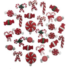 Buttons Galore Candy Cane Super Value Pack Craft Buttons, Red 50 Pack