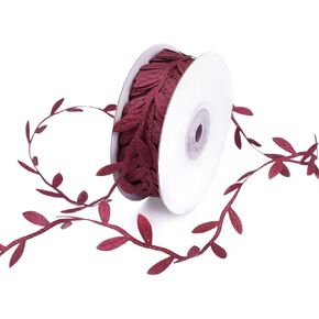 Leaf Ribbon Trim Artificial Leaf Vine Lace Trim String for Crafts Baby Shower Party Home Decor Gift Wrapping (20 Yards One Roll) (Black)