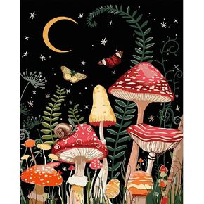 YIYUE Paint by Number for Adults Beginner, DIY Gift Canvas Painting Kits for Boys Girls, Mushroom Oil Painting Kit, DIY Acrylic Paint Adult Crafts for Gift Home Wall 16x20inch, No.1