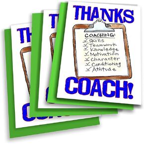 Play Strong 3-Pack THANKS COACH You're the Best Clipboard 3-Pack (5x7) Greeting Cards Perfect for Sports Seasons Team Banquet Party Thank You Coach Appreciation Gifts - Your Coaches Will Love 'Em!