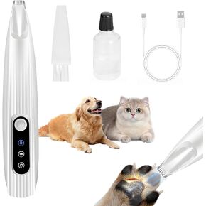 Upgraded Dog Paw Trimmer with LED Light,Smart Display, 9 mm Mini Blade (0.35 inches), Type-C Rechargeable Pet Clippers for Small Dogs Cats Trimming Paws, Eyes, Ears, Face, and Rump(White)