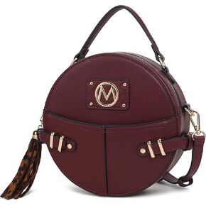 MKF Collection Round Crossbody Bags for Women and Purses, PU Leather Handbag Wristlet Small Side Messenger