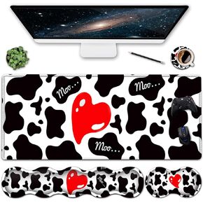 Ergonomics Keyboard Mouse Pad Set, Memory Foam Keyboard Wrist Rest Support,XXL Extended Big Wireless Gaming Mouse Mat 31.5x11.8 in Desk Pad, Philippians 4:13 & Red Flowers Large Mouse Pad