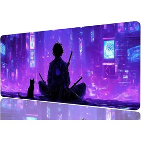 Purple Cherry Blossoms Gaming Mouse Pad, Black and White Japanese Wave Mouse Pad Large Mousepad Extended Laptop Keyboard Mat Gaming Mouse Pad, Office Computer Keyboard Laptop Home, 31.5"x11.8"