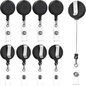 50 Pieces Retractable Badge Reel Clips Holder with Belt Clip ID Badge Holder Key Ring Clip for Teachers, Students, Office Workers (Black)