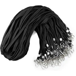 100Pcs Flat lanyards for ID Badge Durable Neck Lanyards with Swivel Hook, Comfortable Neck Straps lanyards with Badge Clip, Black in Kuwait