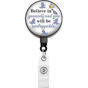 BEKECH Eeyore Retractable Badge Holder Reel Eeyore Fans Gift Eeyore Donkey Badge Reel Cartoon Character Inspired Gift