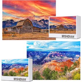 Jigsaw Puzzles for Adults 1000 Pieces and up, 2 Pack Puzzles Grand Canyon Arizona USA & Barn and Grand Teton National Park in Wyoming, Puzzles Gift for Mom and Girl Friend