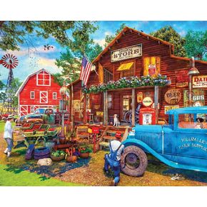 Springbok Country Supply Store 1500 Piece Jigsaw Puzzle for Adults- Challenging Nostalgia Image of Country Store and Farmers Market by Artist Dominic Davison