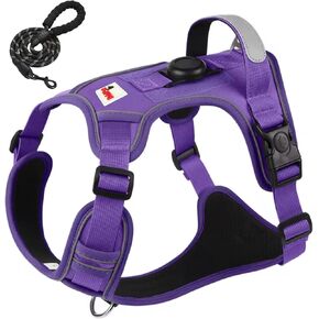 Dog Harness with Airtag Holder and Leash Set-Premium Oxford Breathable Material- Durable Reflective Airtag Dog Harness and Leash Set for Small, Medium, Large and X Large Dogs