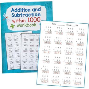 Three Digit Math Practice Worksheets for 2nd Graders, and 3rd Grade, Addition and Subtraction Calculation Training Within 1000, Repetition Exercise Math Workbook, 32 Pages, 768 Exercises