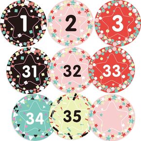 CLINCIA 40 PCS CATOUTS 1 إلى 35 BULLETIN CATOUTS و 5 أرقام تقويم بطاقات فارغة للفصول الدراسية مع 8 نقاط لاصقة للطفل الأطفال قبل المدرسة (BOHO)