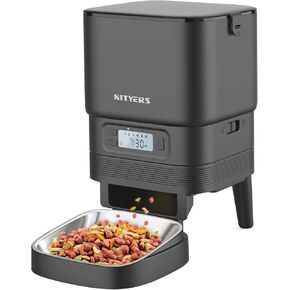 Automatic Cat Feeder - Nityers Timed Pet Feeder for Cats and Dogs with Dry Cat Food Dispenser, Dog and Cat Food Storage Container, Programmable Control 1-6 Meals Pet Day, 10s Voice, Safety Lock