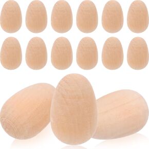 20pcs Easter Wooden Eggs: Unpainted Simulation Eggs Fake Easter Eggs DIY Making for Easter Crafts Decor and Egg Hunts
