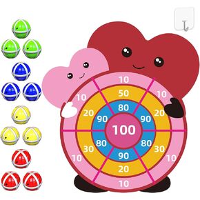 Valentines Day Gift for Kids - 30" Valentine Dart Board with 12 Sticky Balls - Valentine Toys Gift Exchange for Boys Girls Toddlers Class Classroom School Indoor Outdoor Party Favor, Valentines Decor