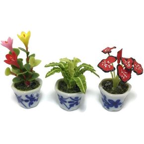 3pc Miniature Flower Clay Dollhouse Fairy Garden Mini Plant Trees Ceramic Orchid Paint Furniture #060
