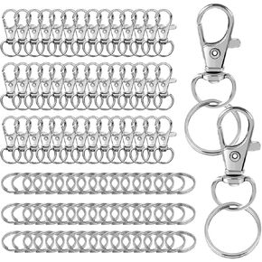 100PCS Gold Keychains with Key Rings: Key Chain Clip Swivel Clasps Lanyard Snap Hooks Hooks Lobster Claw Clasps for Jewelry DIY Craft (Gold)