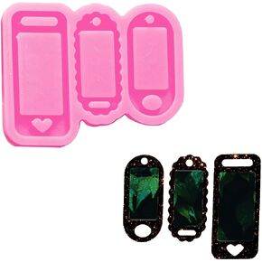 Super Shiny Silicone Mold Key Tag Resin Molds for Photo Backed Shaker Epoxy Resin Silicone Mold, DIY Key Chain Pendant Epoxy Craft Silicone Resin Mold for Save Mini Photos