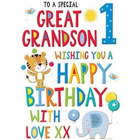 Regal Publishing Juvenile Birthday Card Age 1 Great Grandson - 9 X 6 Inches -