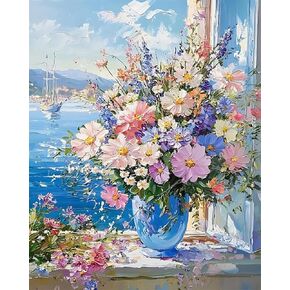 BXXRBX Beach Paint by Numbers Kit for Adults- Adult Paint by Number Kits Landscape, DIY Acrylic Painting by Numbers Scenery for Home Wall Decor(16x20in)
